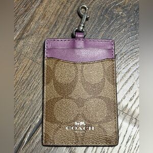 Coach Purple and Brown ID Card Holder Luggage Tag